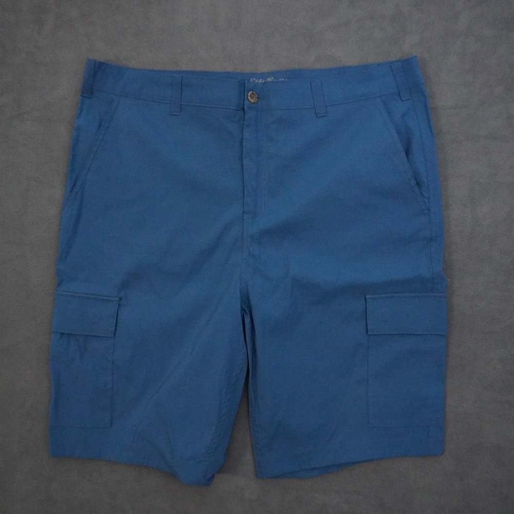 Eddie Bauer Mens Blue Cargo Shorts Size 38 Hiking Outdoor Casual Flat Front